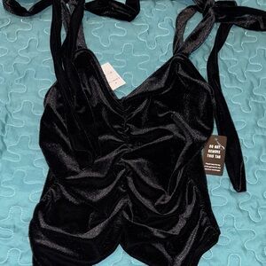 Express Dark Velvet Tie-Strap Top